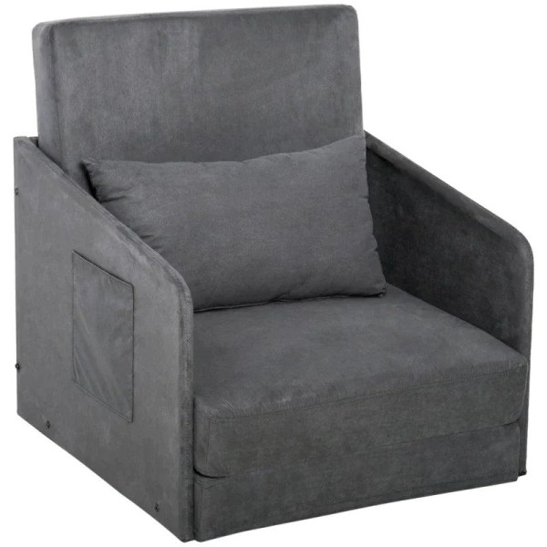 Rootz Bäddsoffa - Fåtöljsäng - Tvättbart överdrag - Enkelvåningsstol - Mjuk fåtölj - Mjuk - Grå - 70 x 76 x 77 cm