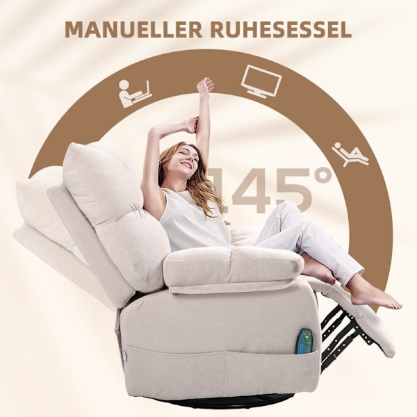 Rootz Massagestol - TV Lænestol - Hvilestol - Luksusstof - Varmefunktion - 98cm x 90cm x 98cm