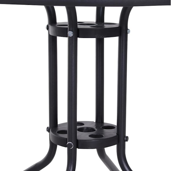 Nancy's Jesup Tuintafel - Balkontafel - Bistrotafel - Parasolgat - Gehard Glas - Metaal - Sort - 80 x 80 x 72 cm