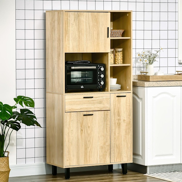 Rootz Kitchen Buffet -kaappi - Sideboard - säilytyskaappi - runsaasti säilytystilaa - 78w x 40d x 166h cm