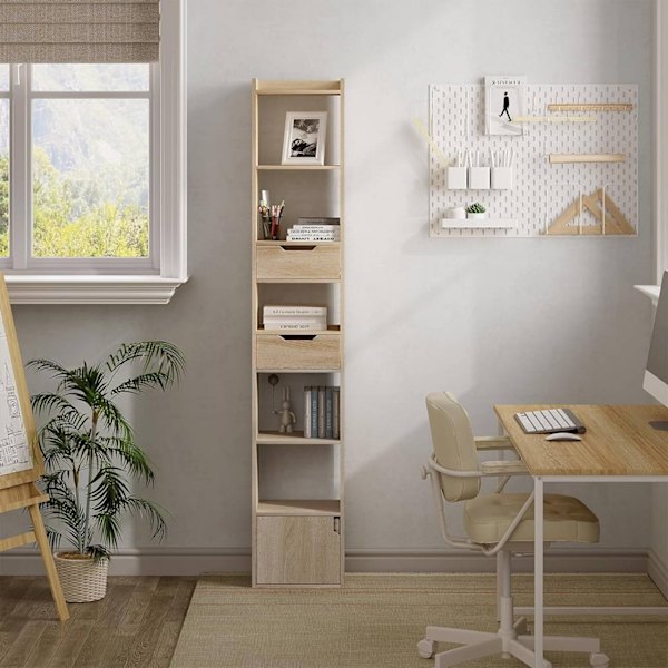 Rootz Modern multifunktionell bokhylla - Förvaringsorganisator - Displayhylla - Gott om förvaring - Utrymmeseffektiv - Hållbar - 33cm x 181cm x 24cm