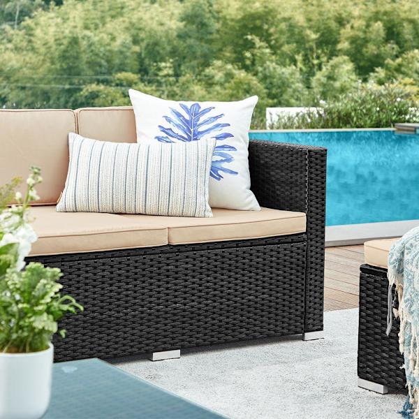 Rootz Trädgårdsmöbelset - Utomhusmöbler - Set med flätat möbel - Med kuddar - Black-Taupe
