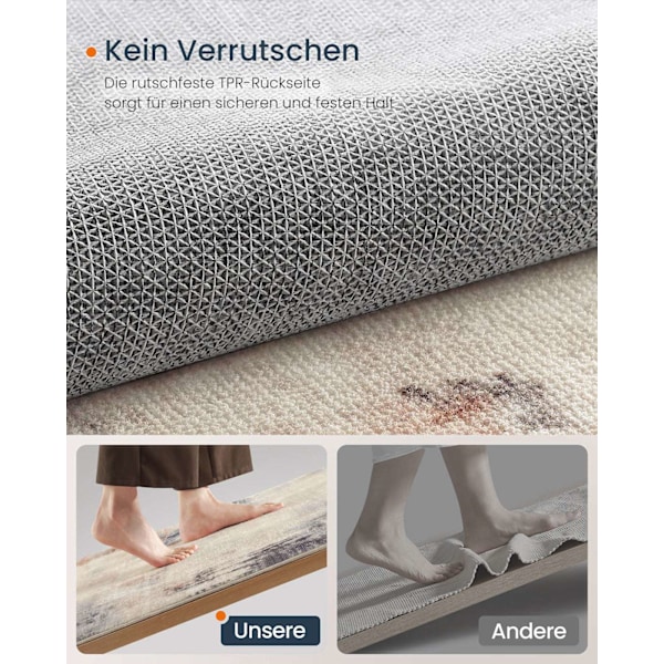 Rootz Carpet - Maskinvaskbart tæpper - Brown Area Mat - Let vedligeholdelse - 92 cm x 153 cm