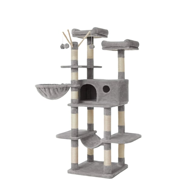 Rootz XXL Cat Tree - Cat Scratching Post - Scratch Pole With Cave - Stability & Security - 50 cm x 50 cm x 164 cm