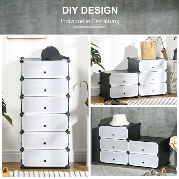 Rootz Modular Shoe Shelf System - Storage Rack - Shoe Organizer - Anpassningsbar design - 49 cm x 36,5 cm x 108 cm