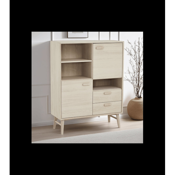 Rootz Highboard - Förvaringsskåp - Skänk - Massiv ek och faner - Tyst Soft-Close - Gott om förvaring - Tidlös design - 40cm x 100cm x 130cm