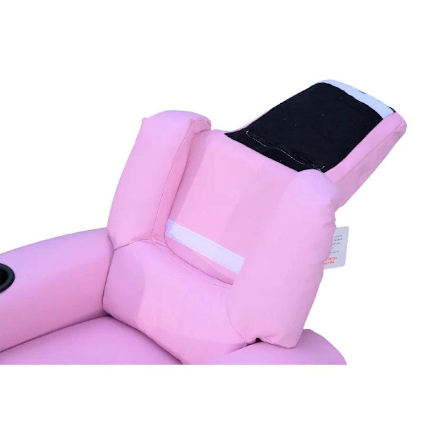 Rootz Barnfåtölj - Minifåtölj - Barnsoffa - Liggfåtölj - Liggfunktion - Inbyggd mugghållare - Rosa - 62 x 52 x 69 cm