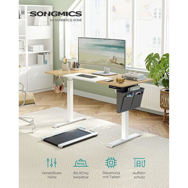 Rootz Elektrisk stående skrivebord - Justerbart skrivebord - Sit Stand Skrivebord - Spånplade stålramme - 60 cm x 140 cm x (72-120) cm - Pastel Gul-Ba