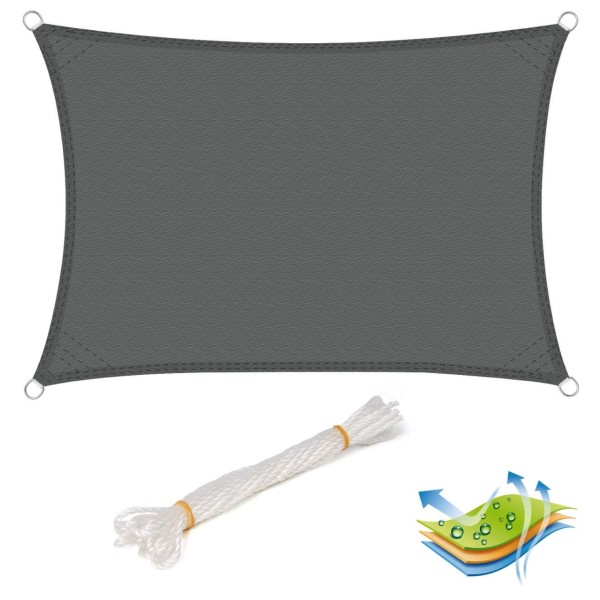 Rootz Premium Sun Sail - UV-beskyttelsesskærm - Udendørs baldakin - Vandafvisende, holdbar, nem installation - 4m x 6m