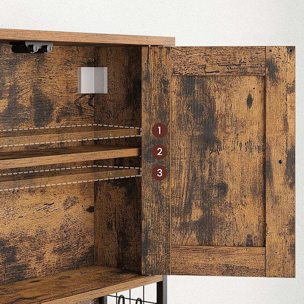 Rootz Seinäkaappi - Säilytyskori - Säilytyskaappi - Kylpyhuoneen kaappi - Kylpyhuoneen seinäkaappi - Lastulevy/teräs - Vintage ruskea-musta - 60 x 16