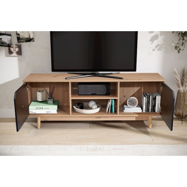 Rootz Lowboard 150 cm TV-skab - Underholdningsenhed - Mediekonsol - Moderne design - Kontrasterende farver - Rummelig opbevaring - 150 cm x 55 cm x 40