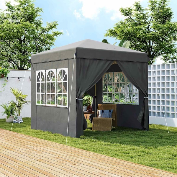 Rootz Pop Up Gazebo - Garden Tent - Outdoor Pavilion - UPF50+ UV Protection - Dark Grey - 250L X 250W X 268H CM