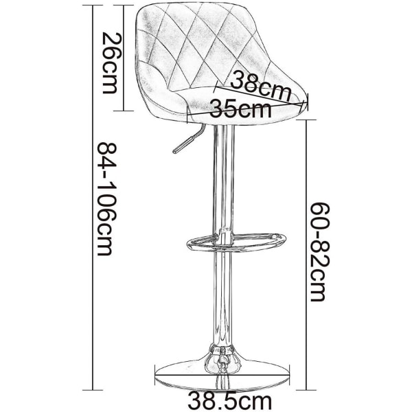 Rootz justerbar barstol i konstläder - Bänkpall - Svängbar barstol - Justerbar i höjdled - 360° vridbar - Bekväm stoppning - Förkromat stål - 84cm-106