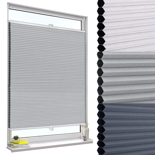 Rootz plisségardin - Fönsterskärm - Dörrskärm - Ljusfilter - Rumsmörkningsgardin - Sekretessskärm - Grå-Vit - 53,1x3,3x1,6 tum