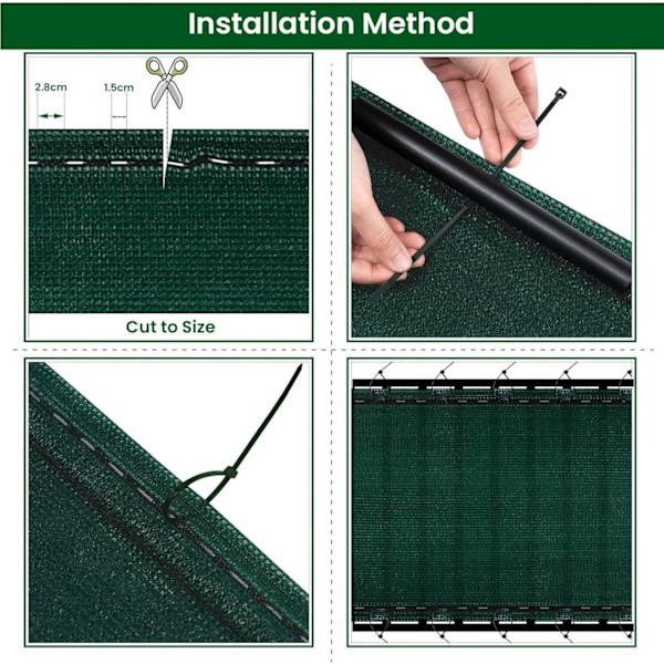 Rootz HDPE Privacy Fence Screen - Solskærm - UV-beskyttelse - Rivebestandig, Vejrbestandig, Nem installation - 1m x 6m til 2m x 25m