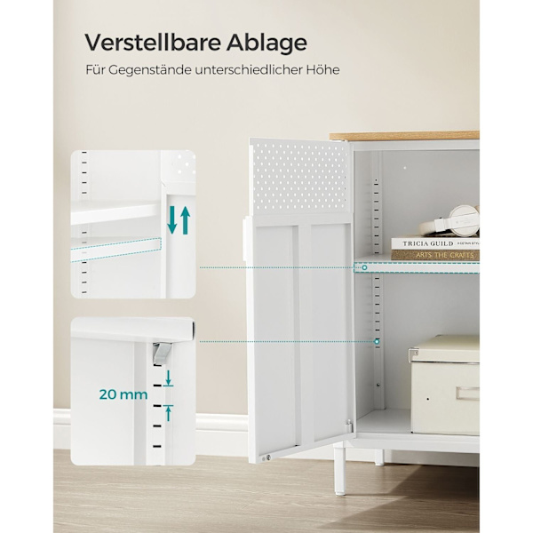 Rootz Opbevaringsskab - Hvidt Skab - Spånpladestål - Rummelig opbevaring - Robust konstruktion - Nem montering - 40cm x 80cm x 76cm
