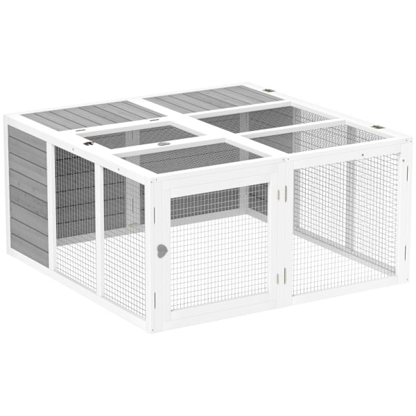 Rootz Rabbit Hutch - Inhägnad för små djur - Kaninbur - Väderbeständigt skydd - 120cm x 120cm x 60cm