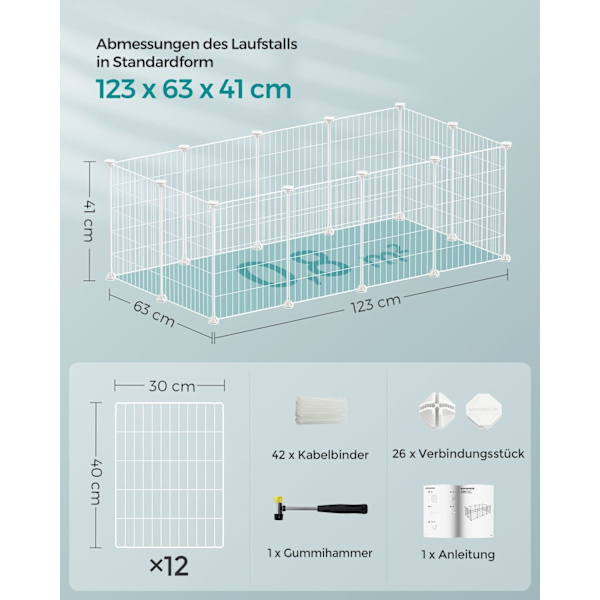 Rootz White Metal Grid Storage Organizer - Wire Grid Rack - Grid Panel Organizer - Hållbara ABS-plastkontakter - Mångsidig förvaringslösning - Enkel m