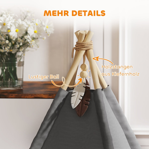Rootz tipi tält för husdjur - djurbäddar - katttält - mysig reträtt - 60 cm x 60 cm x 76 cm