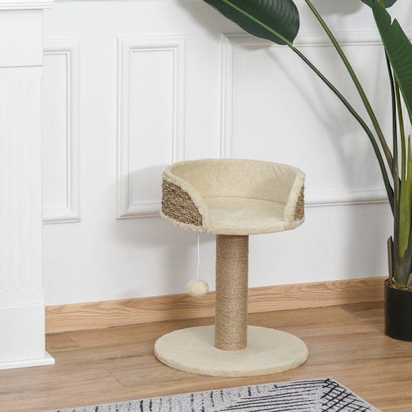 Rootz PawHut skrapstolpe Kattsäng - Kattsäng - Feline Play Station - Ultimate Comfort - Högsäkerhetsvägg - Slitstark juteskrapstolpe - 40cm x 40cm x 4