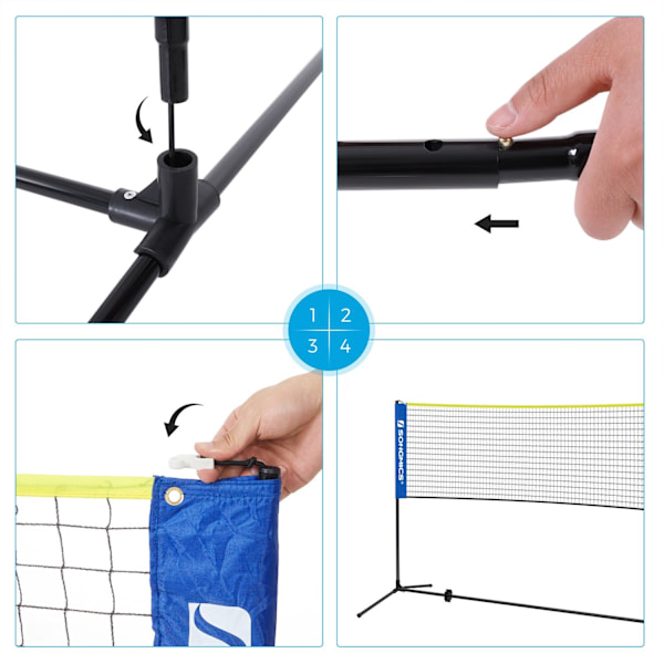Rootz Badminton Bar Set - Utomhusspelset - Portabelt sportset - Stålstänger - PE Mesh - Oxford-tyg - Justerbar höjd - Lättvikt - Enkel montering - 400