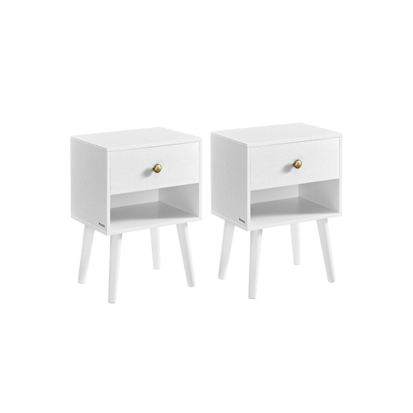 Rootz Sängbordsset - Snövit färg - Spånskiva MDF massivt trä - Nattduksset - 28 cm x 39 cm x 55 cm - 10,8 kg Vikt - 59 kg Kapacitet