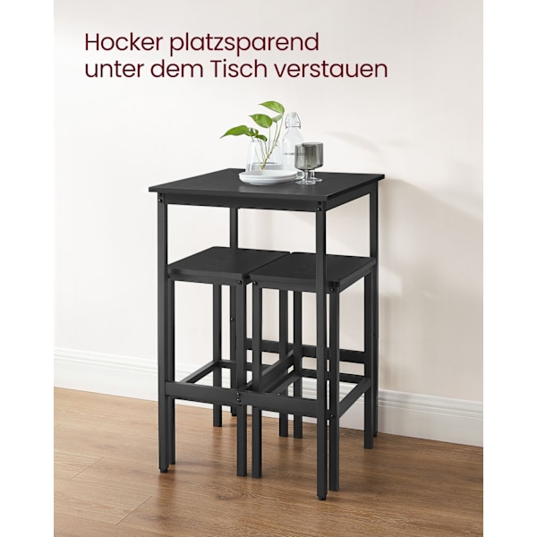Rootz Bar Bordsæt - Bistro Bordsæt - Pubbord og stole - Spånplader og stål - 60cm x 60cm x 90cm - 30cm x 40cm x 65cm - 19,1kg