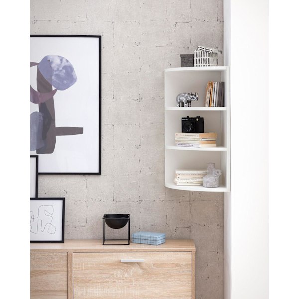 Rootz hjørnehylde hvid 30 x 60 x 30 cm WL5.843 væghylde i træ hjørne hængehylde - Træhylde til væggen Høj - Fritsvævende væghylde - Design dekorativ h