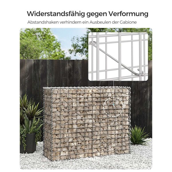 Hopea Rootz Gabion Set - Metalliverkko - Spiraalitikku - Välikoukut - Galvanoitu teräs - 100 cm x 80 cm x 30 cm - Raskas - Helppo koota - Monipuolinen