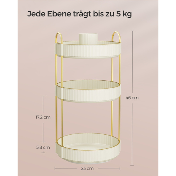 Rootz Roterende Make-up Organizer - Vanity Organizer - Kosmetisk opbevaring - Metal & PET Plast - 23cm x 23cm x 46cm