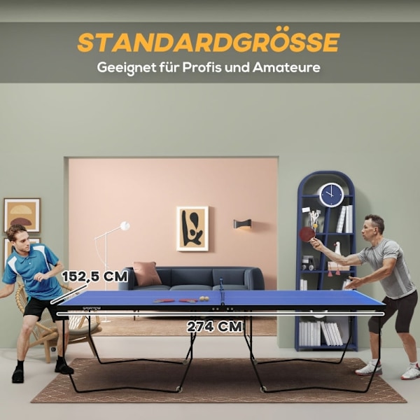 Rootz Bordtennisbord - Pingisbord - Hopfällbart bord - Cabriolet - Full storlek - 274cm x 152,5cm x 76cm