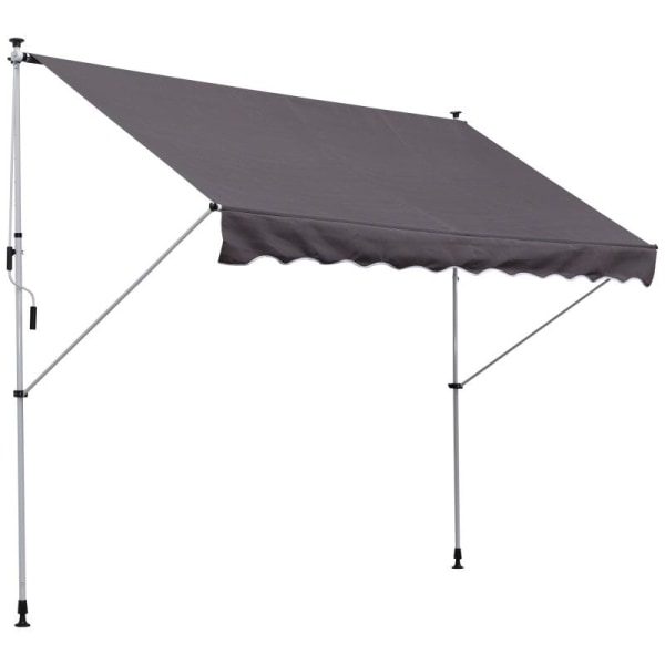 Rootz Markis - Ledarmsmarkis - Klämmarkis - Solskydd - Fällarm Handvev - Balkong - Grå - 300 x 150 cm
