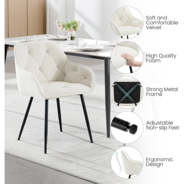 Rootz Velvet Dining Chair - Elegant Stol - Bekväm sittplats - Lyxig sammet - Slitstarka metallben - Ergonomisk design - 56cm x 83,5cm x 53cm