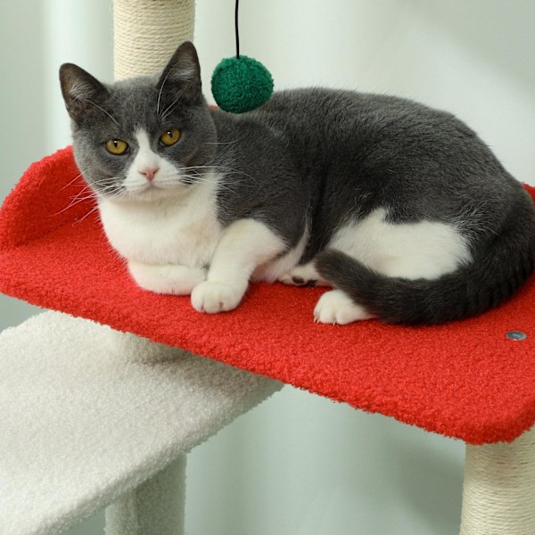 Rootz 135 cm Cat Scratching Post - Christmas Cat Tree - Play Tower - 6 niveauer af sjov - 60L x 45W x 135H cm