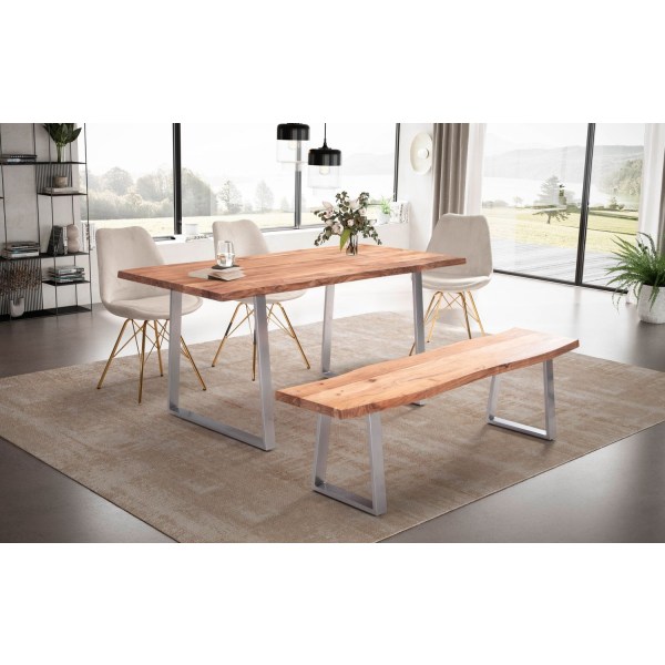 Rootz Solid Acacia Wood Matbord - Köksbord - Rektangulärt bord - Naturligt trä ådring - Handgjorda - Justerbara höjdknoppar - Skyddslack - 160cm x 80c