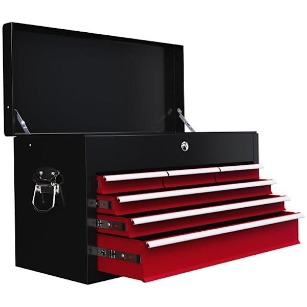 Rootz Tool Box - Låsbar förvaring - 3 lådor Organizer - Slitstarkt stål - Effektiv verktygshantering - 60cm x 26cm x 34cm - Röd+svart