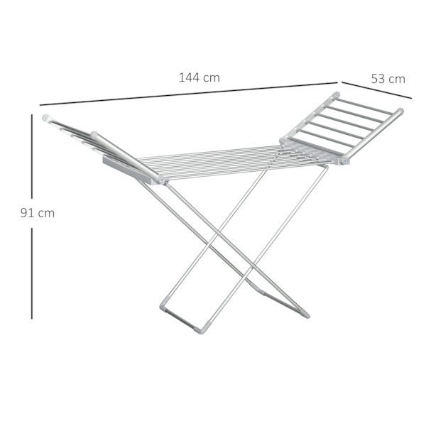 Rootz uppvärmd elektrisk tvättställ - torkställ - vikbart klädställ - sparar torktid - 144L x 53b x 91h cm