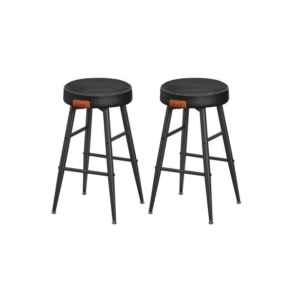 Rootz 2-delade Barstolar - Kökspallar - Counter Height Stolar - Stålstomme - Högelastiskt skum - PU syntetiskt läder - Plywood - Basic Black - 49,5 cm