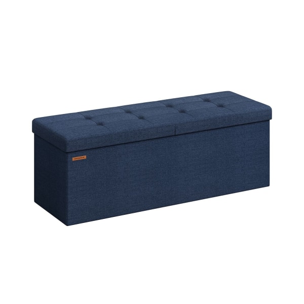 Rootz Midnight Blue -istuinarkku - Säilytys ottomaanit - Pehmustettu penkki - MDF-rakenne - Pellavajäljitelmä - Vaahtomuovipehmuste - 38cm x 110cm x 3