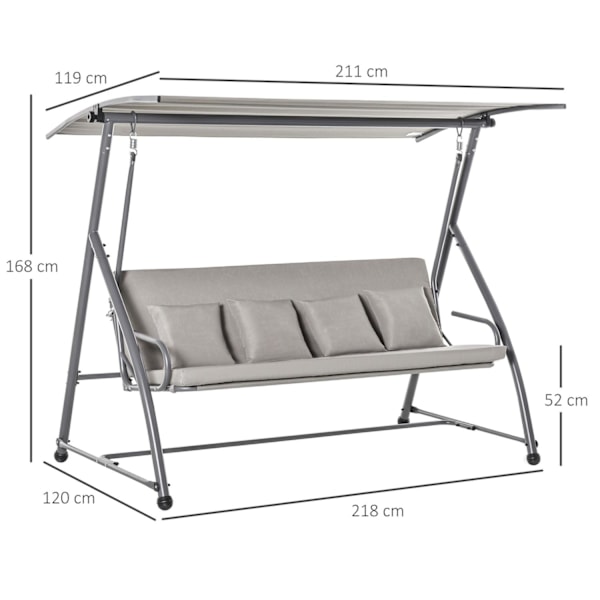 Rootz 3-paikkainen keinu - ruskea - teräs, polyesteri, pehmuste - 85,82 cm x 47,24 cm x 66,14 cm