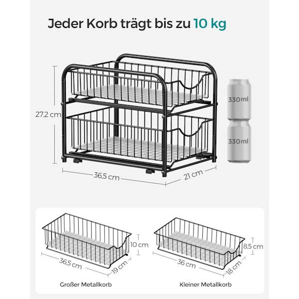 Rootz Steel Classic Black 3-vånings tårtställ - Bakställ - Dessertdisplay - Stålkonstruktion - Platssnål design - Enkel montering - 21 cm x 36,5 cm x