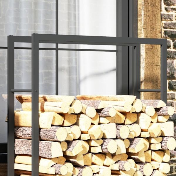 Rootz Brændestativvogn - Træopbevaringsholder - Log Caddy - Metalramme - Mobil - Indendørs Udendørs - 120cm x 32cm x 151cm