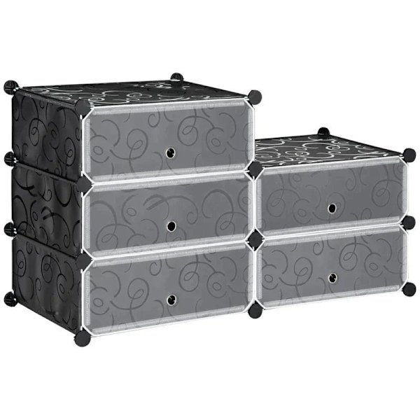 Rootz skostativ - modulært skostativ til 6 par sko - abs-stik - dørplade - træhammer - sort - 49L x 36,5W x 108H cm