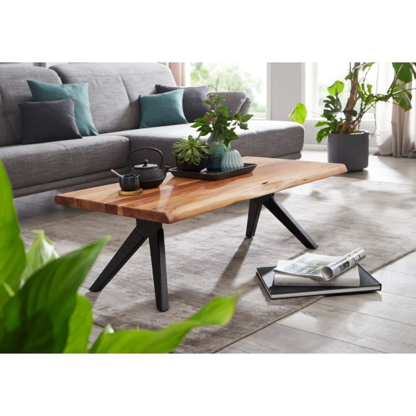 Rootz Soffbord - Massivträ Soffbord - Massivt akaciaträ - 115 x 37 x 64 cm - Design - Soffbord - Brun - Svart
