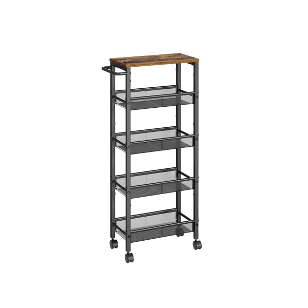 Rootz Vintage Brun-Sort Trolleyvogn - Rullevogn - Hjælpevogn - Spånplade og stålkonstruktion - Let og holdbar - 22 cm x 45,4 cm x 99,6 cm