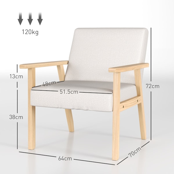Rootzin verhoiltu nojatuoli - ruokasalituoli - Aksenttituoli - massiivipuinen runko - liinavaatteet - 64 x 70 x 72 cm - valkoinen