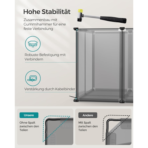 Rootz DIY Grey Storage Cube Organizer - Plasthylla - Modulära hyllor - Enkel montering - Lättvikt - Mångsidig - 125cm x 63cm x 42cm