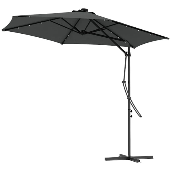 Rootz Parasoller - Trädgårdsparaply - LEDs - Solar Modul - Cantilever paraply - Väderbeständig - Skyddsöverdrag - Solskydd - Stål-polyester - Mörkgrå
