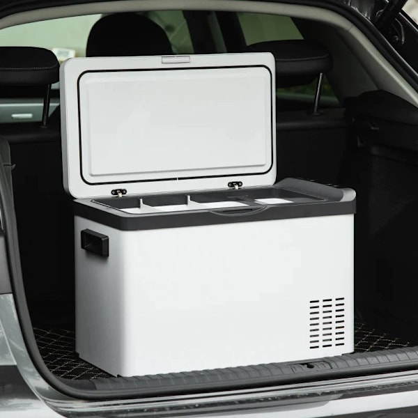 Rootz bilkøleboks - 30L med LCD-skærm - Kompressor - Bilkøleskab - El-bådcamper - Rejser - 12/24V DC og 110-240V AC - Hvid - 61L x 32W x 40H cm