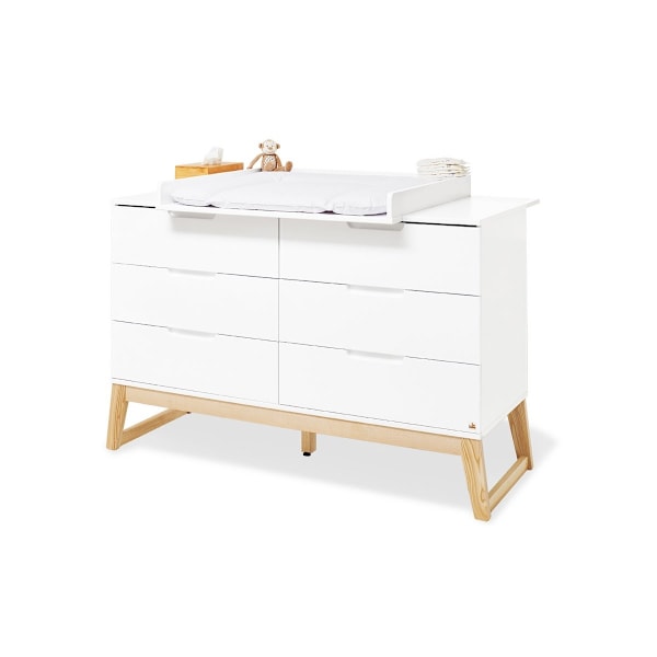 Rootz Nursery Bridge 3 -stykke sæt - barneseng, skiftende enhed, garderobe - alsidig design - holdbar MDF, aske træ - barneseng: 150x76x94 cm, gardero